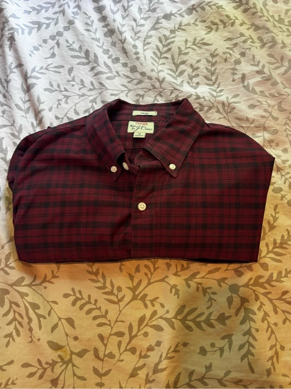 Men’s Maroon Plaid button down shirt